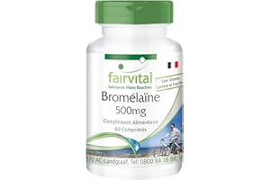 Fairvital | Bromélaïne 500mg - pendant 2 mois - VEGAN - Fortement dosé - 60 comprimés - 1200 FIP - enzyme d'ananas