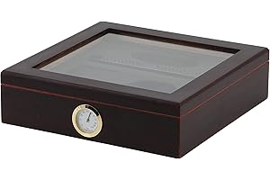 BIGSMOKE Humidor Set brown,glas lid incl. ashtray, metal cutter humidifier, hygrometer, 30 cig
