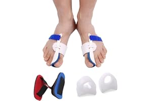AMAZING MALL Oignon Correcteur orteil Attelle kit Lot de 5 pièces pour hallux valgus nuit Soulagement de la douleur Y Compris 2 attelles de gros orteil 2 silicone gel séparateurs d'orteils et 1 gros orteil Lisseur