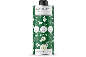 Ekologisk Hampolja för Hundar och Katter 1 Liter I 100% Naturlig och Kallpressad - Stöd för Päls & Hud genom Omega 3-6-9, Lug