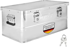 Trucky Aluminium Box mit Deckel Silber Alu Kiste Alukiste Auswahl Transportbox Metallbox Aufbewahrungsbox Boxen Abschliessbar Metallkiste, Größe:50 L