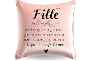 NALKEEZ Cadeau Fille,Adolescente-Housse de coussin personnalisé Femme Fille-Cadeau Ado Fille- Cadeau Noël Ado-Cadeau Anniversaire-A Ma fille-Cadeau 18 Ans Fille-Rigolo,Humour-Idées Cadeaux-Housse 45x45 cm