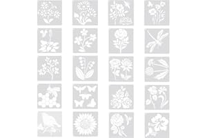 Luckious 20 Pieces Flower Stencils - Elevate Your DIY Crafts with Reusable Floral Designs for Wood Painting!, White