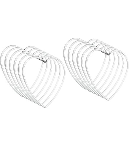 PATIKIL 6 Anelli Per Acchiappasogni A Forma Di Cuore In Plastica - Base Per Ghirlande Macramè Fai Da Te, Bianco, 10x10 Cm - 4