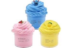 SIMUER Confezione da 3 Kit di melma di Burro e ciondoli, melma di Nuvola profumata, melma di Ananas di Colore Giallo, melma di Anguria Rosa, Argilla Morbida e Non appiccicosa