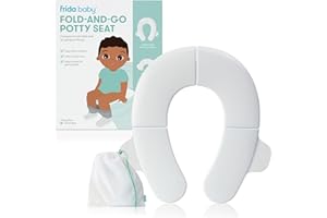 Frida Baby Fold-and-Go Potty Seat | Folding Travel Potty Seat for Boys and Girls, Fits Round & Oval Toilets, Non-Slip Base, Handles, Includes Free Travel Bag