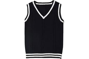 ZRYAZQ Pullover Women's Sleeveless Vest Knitted Vest Women's Striped Sweater Vest Women's V Neck Knitted Jumper Women's Fine Knit Sweater Knitted Retro College Style Knitted Jumper Winter