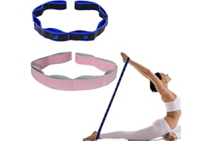 Bwetomk 2Pcs Yoga Straps for Stretching, Back Pain & Gymnastics Equipment, Highly Elastic Yoga Stretching Strap with 8 Loops for Stretch Bands,Physical Therapy,Pilates,Yoga,Dance,Flexibility Training