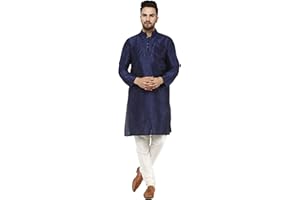 SKAVIJ Herren Dupion Seiden Kurta Pyjama Set – Indische Festliche Kleidung aus – Traditionelle Tunika mit Hose für Hochzeit & Feste