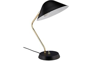 ‎RELAXDAYS Relaxdays Lampa biurkowa retro, regulowana, E27, lampa stołowa do biura i gabinetu, metalowa lampa stołowa, czarna/złota, 39 x 25 x 32 cm