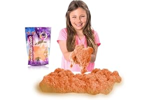 COO11 Kids 500g Kinetic Magic Play Sand Bag, Non-Toxic Soft Mouldable PlaySand, Sensory Fun Elastic Motion Sand, Castle Making Beach Activity Creative Play, Refill Pack for Toddlers Ages 3+ Orange