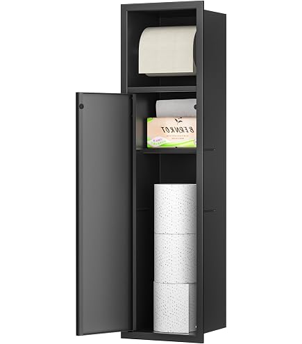 Toilettenpapierspender Mit Wandnische – Edelstahl, Mattschwarz, 40x20x10 Cm