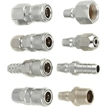 Hromee Air Hose Fittings 1/4 Inch NPT Brass Quick Connect Coupler And Plug, 20 Pieces Air Compressor Accessory Kit With Blow Gun And Tire Gauge