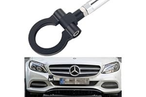 DEWHEL Front Bumper Eye Towing Tow Hook Bolt on No Drill Relocator Hole for Mercedes W204 C-Class W212 E-Class C117 CLA-Class W221 S-Class W166 ML X204 GLK (Black)