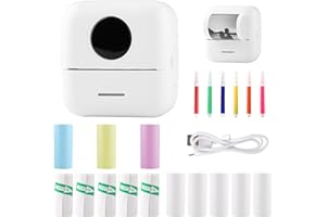 Mezzar Mini Drucker, Tragbare Mini Fotodrucker, Wireless Thermo Etikettendrucker Smartphone Bluetooth Drucker für Journal, Notizen, Reisen Logo, Liste, Memo (Weiß)