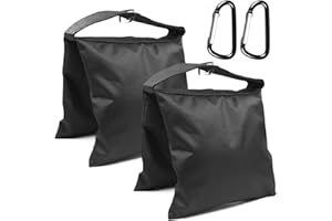 GELUODE Sandsäcke für Fotografie, Sandsack mit Karabiner, leerer Sandsack für Fotografie-Lampenstativer, Lichtständer-Stativ, 2 Stück (Schwarze)