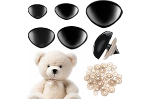 JIYIN 25 Stück Sicherheitsnasen für Häkeltiere, 15/18/22/24/30 Sicherheitsnasen für kuscheltiere Plüschtiere Kunststoff Sicherheitsnasen mit Unterlegscheiben für Puppen Plüschtiere DIY Handwerk