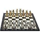Gifthome, Metal Satran&ccedil; Takımı/Seti; Battal,İspanyol,Parlak, Kat.Mermer Desenli Satran&ccedil; Tahtası