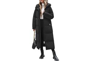 Yuson Girl Manteau Femme Hiver Longue Chaude Blouson Matelassé à Capuche Zippée Épaisse Manteaux Chic et Elegant Imperméable Veste Parka Doudoune Coupe Vent Outercoat avec Poches