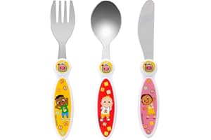 ZAWADI GLOBAL Cocomelon - Cubertería infantil (3 piezas, cuchillo, tenedor y cuchara)