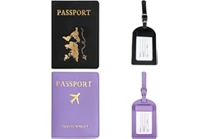 KEUGT Protège Passeport - Etiquette Valise - Passeport étui - Protege Passeport,pour Passeport, Carte de crédit, Carte d'identité 2Pièces Etiquette Bagage+2Pièces Protege Passeport personnalisé