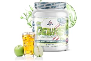 AS American Suplement | BCAA'S avec Glutamine Deluxe | Aide à Éviter le Catabolisme | BCAA Poudre pour la Recuperation Musculaire | Améliore les Performances | Sans Sucre (300 gr, Pomme)