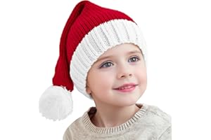 EURhine Christmas Hat for Kids, Winter Santa Hat, Baby Stretchy Beanie, Warm Knitted Xmas Decoration, Red Hat