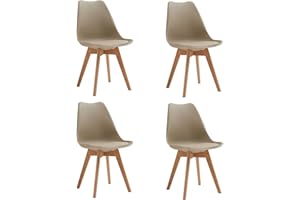 DEYARNA HOME Set di 4 Sedie da Pranzo Moderne, Sedie Imbottite per la Sala da Pranzo, Sedie da Cucina Scandinave con Gambe in Legno di Faggio (Marrone)