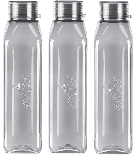 Milton Ripple PET Water Bottles - 946 Ml (32 Oz), Set Of 5, BPA Free, Grey