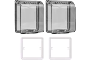 Acmerota Lot de 2 couvercles de prise de courant étanches pour interrupteur mural, boîtier de protection contre les éclaboussures boîte de protection pour prise électrique et prise,noir transparent