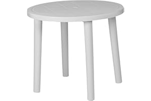 Resol Tossa 4 Seater Garden Table - White - 86cm x 73cm - Heavy Duty Polypropylene Plastic Outdoor Plastic Round Dining Table for Garden, Patio, Outdoors, BBQ