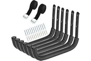 Heavdace Paquete de 6 ganchos de almacenamiento de garaje resistentes, 12.7 pulgadas de montaje en pared