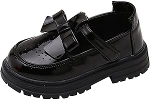 MOMOLAA Girls Slip On Leather Loafer Tassel Bow Flats School Dress Shoes for Girls Kids Shoes Ankle Boots Size 7 Girls
