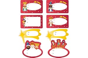 QIMMU 80 Pegatinas Reyes Magos en 10 Láminas,Reyes Magos Decoración,Etiquetas Regalo Reyes Magos,Etiquetas Adhesivas Reyes Magos,Fiesta de Reyes Magos,Perfectas Para Decorar Fiestas,Postales y Cartas