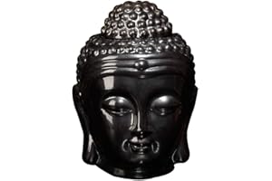 BEIHAOER Quemador de Vela de Aceite de Horno de aromaterapia Hueco de cerámica con Cabeza de Buda para Sala de Yoga o meditación (Negro)