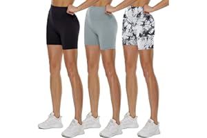 TNNZEET 3er Pack Radlerhose Damen High Waist Shorts Blickdicht Kurze Sporthose Leggings für Sport