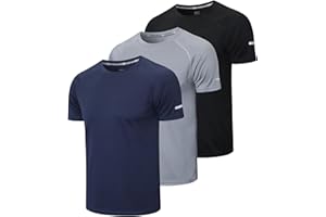 Gaiatiger 3 Pack T-Shirt Homme Tee Shirt Sport Homme Manche Courte Séchage Rapide Respirant Baselayer Haut Running Fitness Gym