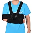 supregear Arm Sling Shoulder Immobilizer, Adjustable Comfortable Shoulder Arm Immobilizer Sling Swathe Breathable Shoulder Support Brace for Injured Arm/Hand/Elbow (Black, Large)