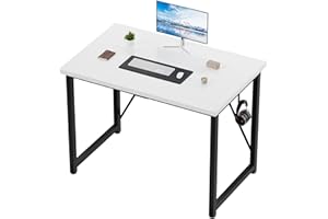 Devoko Scrivania per Computer 100 x 50 x 75 cm, Scrivania Piccola PC da Ufficio Salvaspazio per Studio, Camera da Letto,Stile Industriale, Struttura in Metallo, Bianco