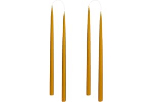 Kunstindustrien® Tapered Candles, Made in Denmark, 42 Colours Available, Dripless & Smokeless Dinner Candles, Solid Candles Long Burning 15 Hours, Unscented Candle Gift Set, 4pcs. 2.2 x 35cm (Honey)