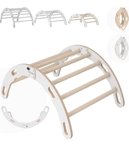 COSTWAY Klimboog met kussen, klimdriehoek met glijbaan, hout, 3-in-1 klimrek voor binnen om te glijden, klimmen en wippen, inclusief omkeerbare helling en kussens, voor kinderen vanaf 1 jaar
