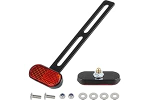 evermotor universel mini moto E4 réflecteur 55 x 23 x 11 mm arrière étroit rouge avec long support en T réflecteur de plaque d'immatriculation oeil de chat scooter quad homologué E