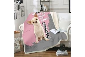 ZZXHG Różowy Chihuahua Podwójny koc flanelowy o grubości 150 x 200 cm, koc obciążeniowy dla dorosłych, dzieci, zwierząt domowych, miękki, puszysty koc narzuta na sofę, ciepłe kanapy, koce polarowe