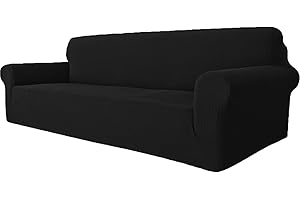‎YSTYLE Ystyle Sofa überzug 4 Sitzer Mit Armlehne, Stretch Sofabezug rutschfest, Modern Sofa Cover Für Hunde Haustiere, Atmungsaktiv Couch überzug Mit Elastic Bottom, Schwarz