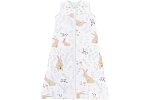 Chilsuessy Gigoteuse Bébé Pyjama d'été sans Manches 100% Coton Tog 0.5, Jardin de lapins, 130-150 cm