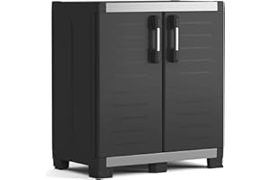 Keter | Armoire Basse XL Garage, Noir, 89 x 54 x 99 cm, Plastique
