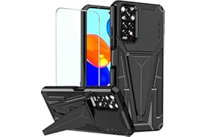 DERHAN Funda para Xiaomi Redmi Note 11 / Redmi Note 11S (4G), Fundas Resistente para Trabajo Pesado con Cristal Templado, Carcasa Antigolpes Silicona TPU Bumper Case - Negro
