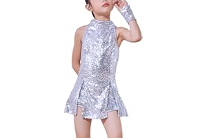 LOLANTA Girls Sequins Dance Costume Street Dance Outfits Sparkle Hip Hop Jazz Dance Clothes Set