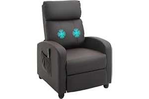 HOMCOM Poltrona Relax Massaggiante con 8 Modalità e 5 Intensità, Poltrona Reclinabile con Poggiapiedi e Telecomando, Pelle PU, Marrone