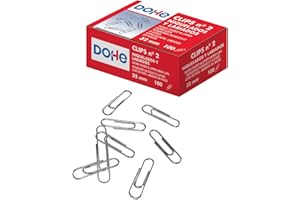 Dohe - Clips nickelés pour fixer les feuilles (1000 unités) - N° 2, 32 mm - Fournitures de bureau